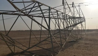 سقـوط أبراج للكهرباء نتيجة العاصفة الهوائية