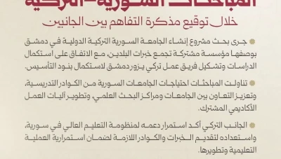 سوريا وتركيا تبحثان تأسيس جامعة دولية مشتركة في دمشق