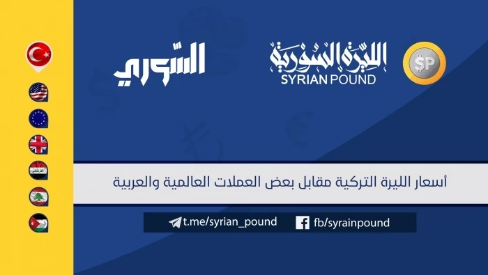 سعر صرف الليرة التركية أمام بعض العملات 26/2/2019&#9;