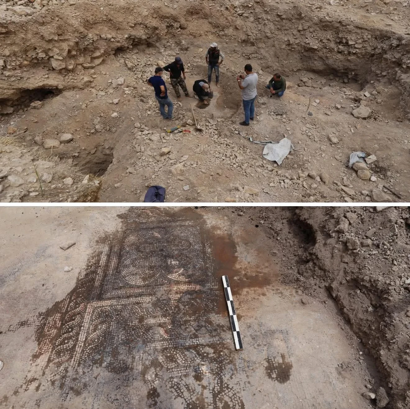 العثور على لوحة فسيفسائية بيزنطية قرب مدينة قارة في ريف دمشق