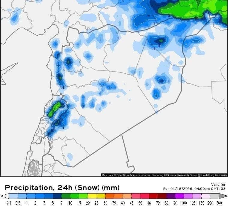 أحوال جوية غير مستقرة وزخات ثلجية متوقعة في عدة مناطق سورية